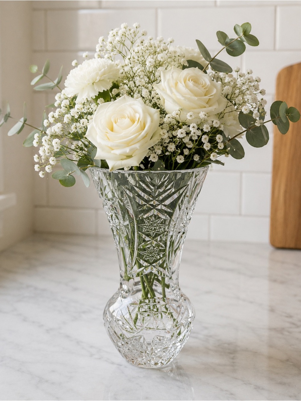 American Brilliant Period Vintage Cut Crystal Starburst Vase
